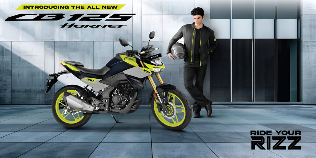 Honda CB125 Hornet side view showing sporty streetfighter design